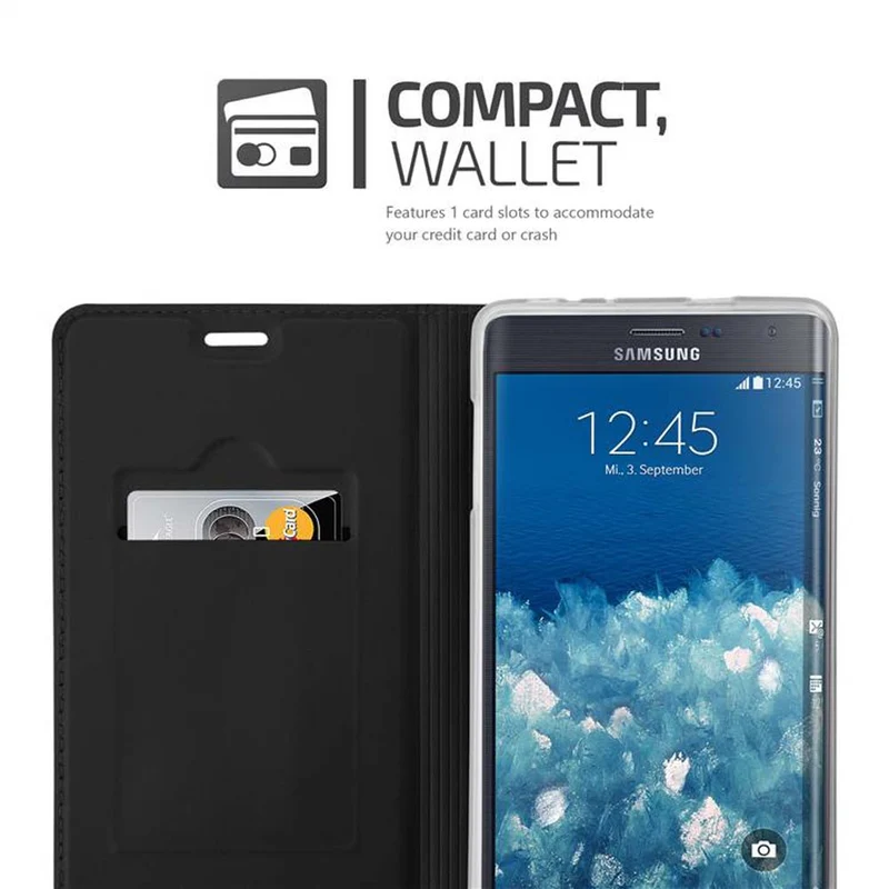 Cadorabo Hülle kompatibel mit Samsung Galaxy NOTE EDGE Schutzhülle mit Magnetverschluss, Standfunktion und Kartenfach
