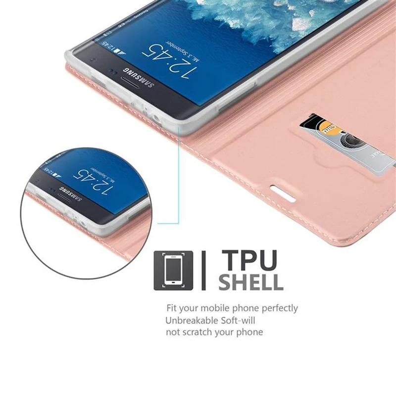 Cadorabo Hülle kompatibel mit Samsung Galaxy NOTE EDGE Schutzhülle mit Magnetverschluss, Standfunktion und Kartenfach