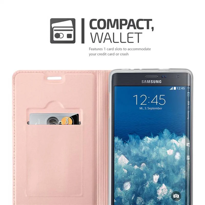 Cadorabo Hülle kompatibel mit Samsung Galaxy NOTE EDGE Schutzhülle mit Magnetverschluss, Standfunktion und Kartenfach