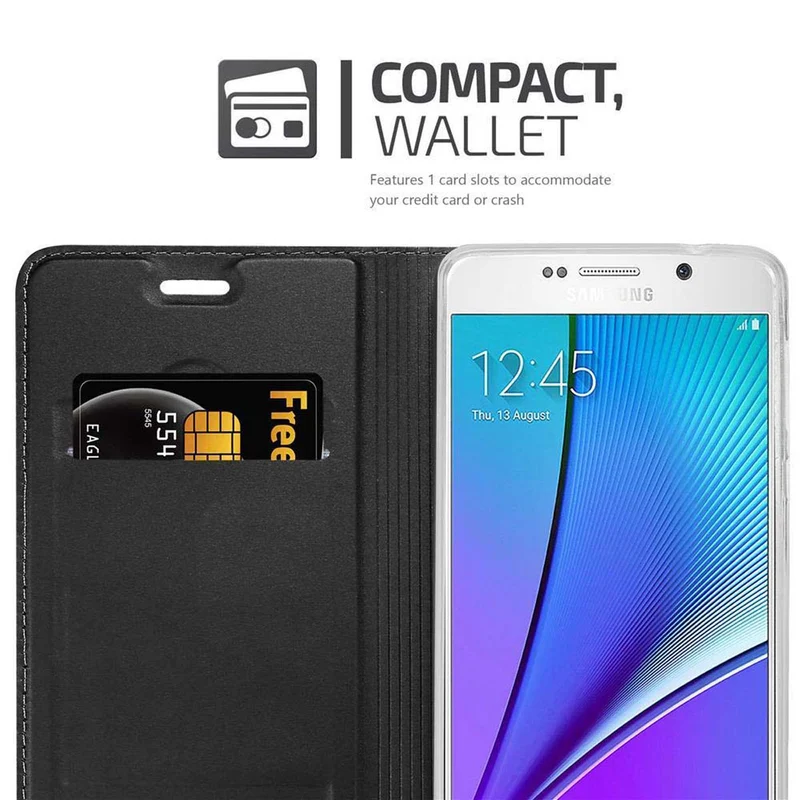Cadorabo Hülle kompatibel mit Samsung Galaxy NOTE 5 Schutzhülle mit Magnetverschluss, Standfunktion und Kartenfach