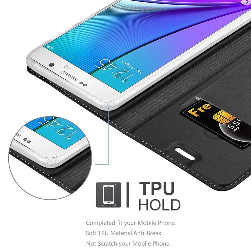 Cadorabo Hülle kompatibel mit Samsung Galaxy NOTE 5 Schutzhülle mit Magnetverschluss, Standfunktion und Kartenfach