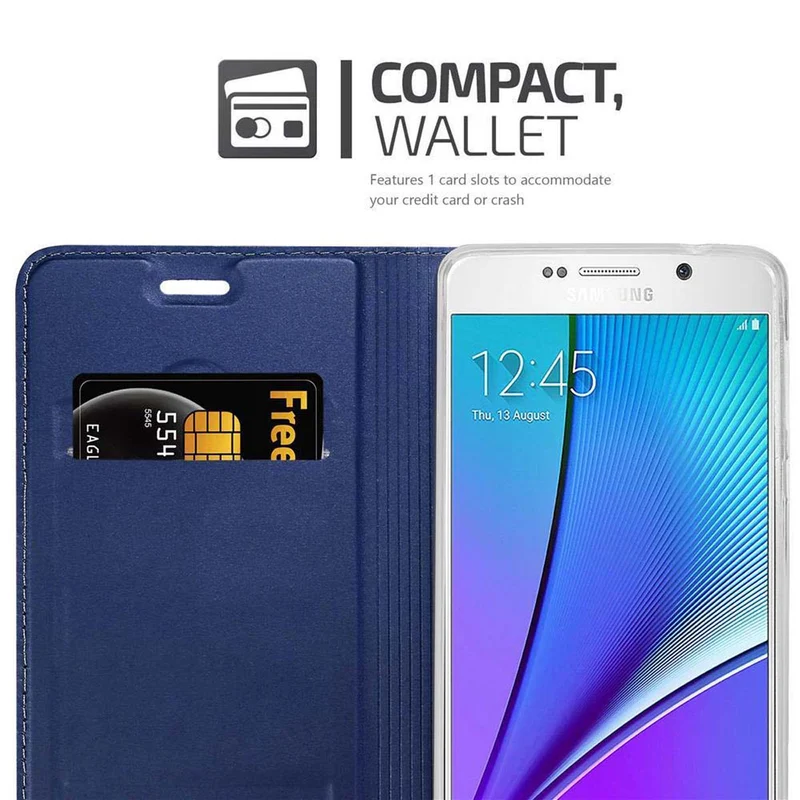 Cadorabo Hülle kompatibel mit Samsung Galaxy NOTE 5 Schutzhülle mit Magnetverschluss, Standfunktion und Kartenfach