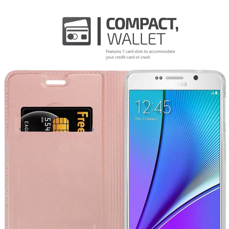 Cadorabo Hülle kompatibel mit Samsung Galaxy NOTE 5 Schutzhülle mit Magnetverschluss, Standfunktion und Kartenfach