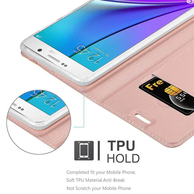 Cadorabo Hülle kompatibel mit Samsung Galaxy NOTE 5 Schutzhülle mit Magnetverschluss, Standfunktion und Kartenfach