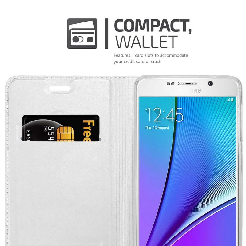 Cadorabo Hülle kompatibel mit Samsung Galaxy NOTE 5 Schutzhülle mit Magnetverschluss, Standfunktion und Kartenfach
