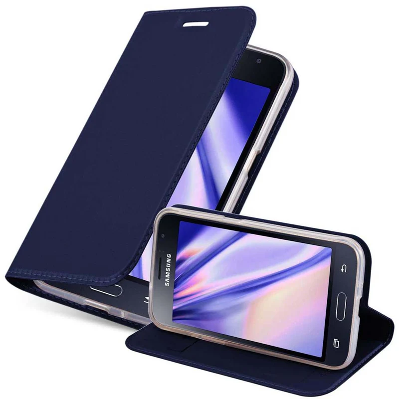 Cadorabo Hülle kompatibel mit Samsung Galaxy J1 2015 Schutzhülle mit Magnetverschluss, Standfunktion und Kartenfach