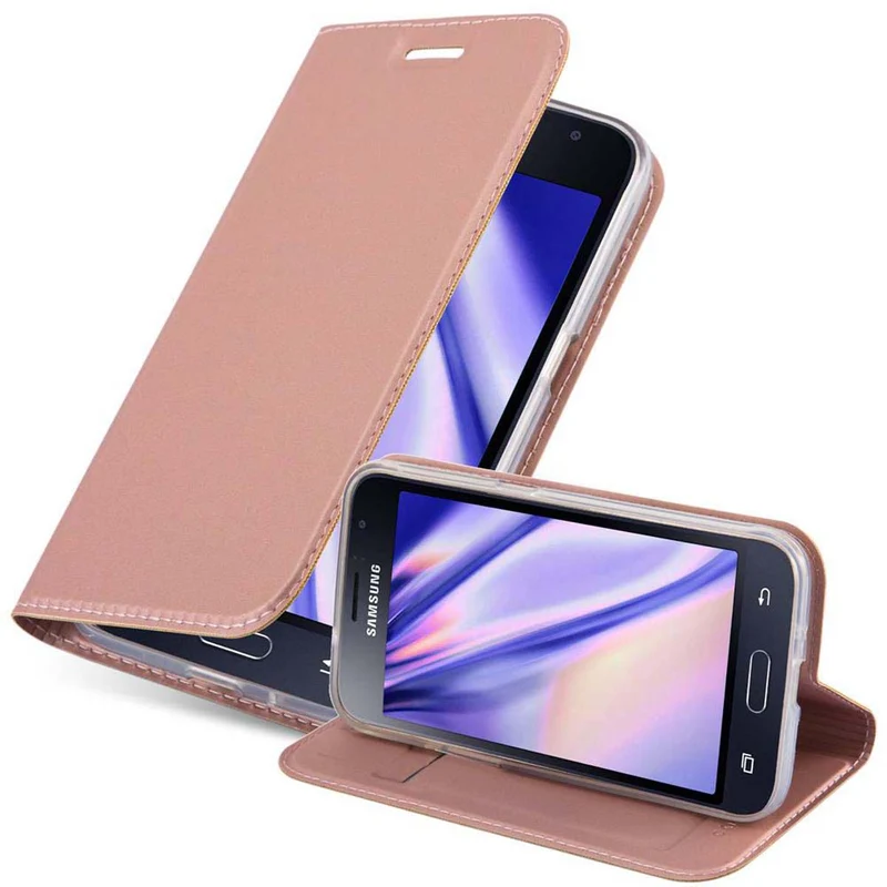 Cadorabo Hülle kompatibel mit Samsung Galaxy J1 2015 Schutzhülle mit Magnetverschluss, Standfunktion und Kartenfach