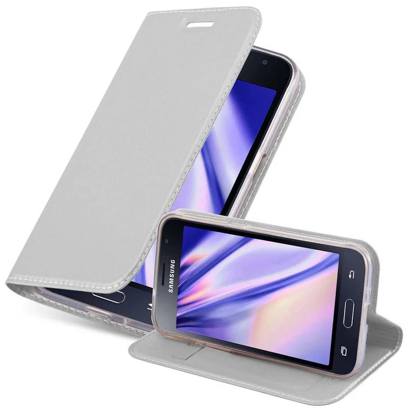 Cadorabo Hülle kompatibel mit Samsung Galaxy J1 2015 Schutzhülle mit Magnetverschluss, Standfunktion und Kartenfach