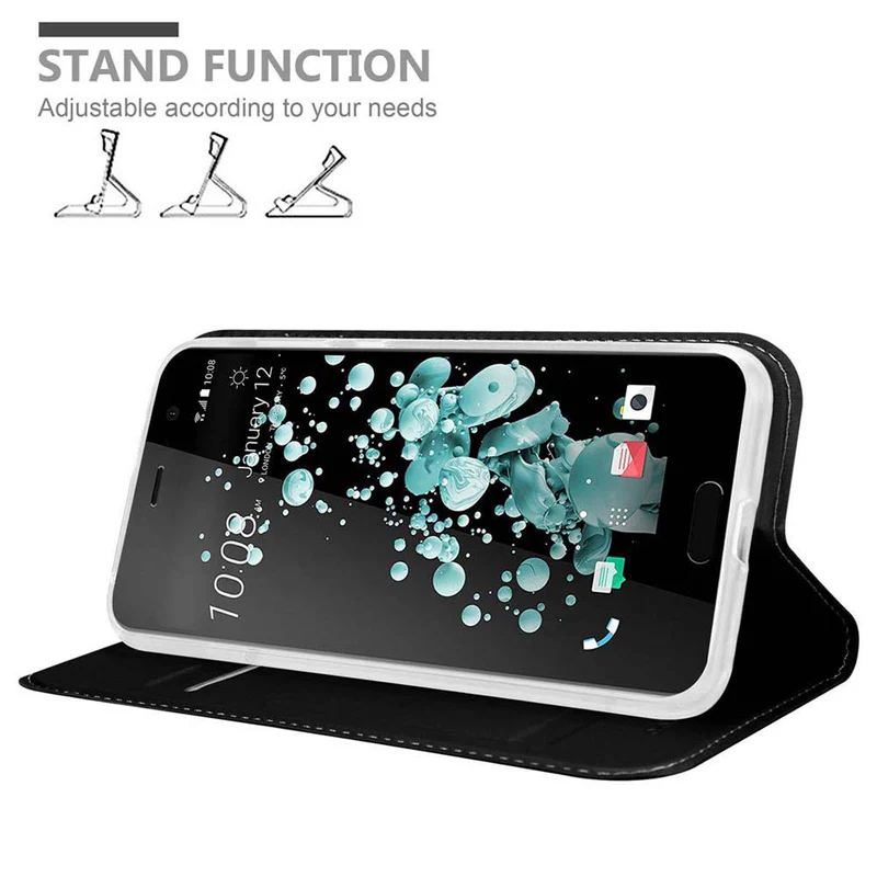 Cadorabo Hülle kompatibel mit HTC U PLAY Schutzhülle mit Magnetverschluss, Standfunktion und Kartenfach