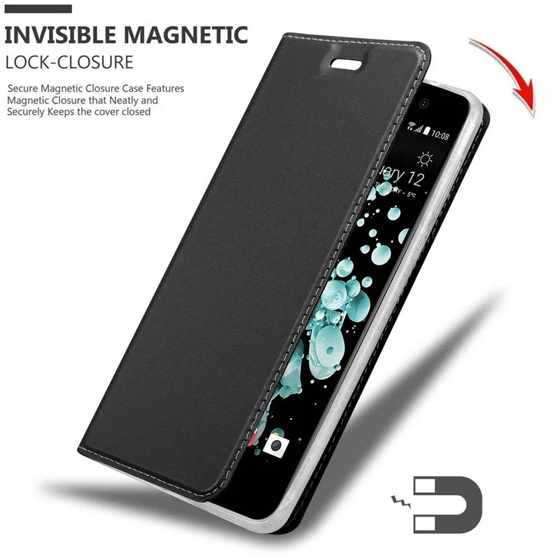 Cadorabo Hülle kompatibel mit HTC U PLAY Schutzhülle mit Magnetverschluss, Standfunktion und Kartenfach