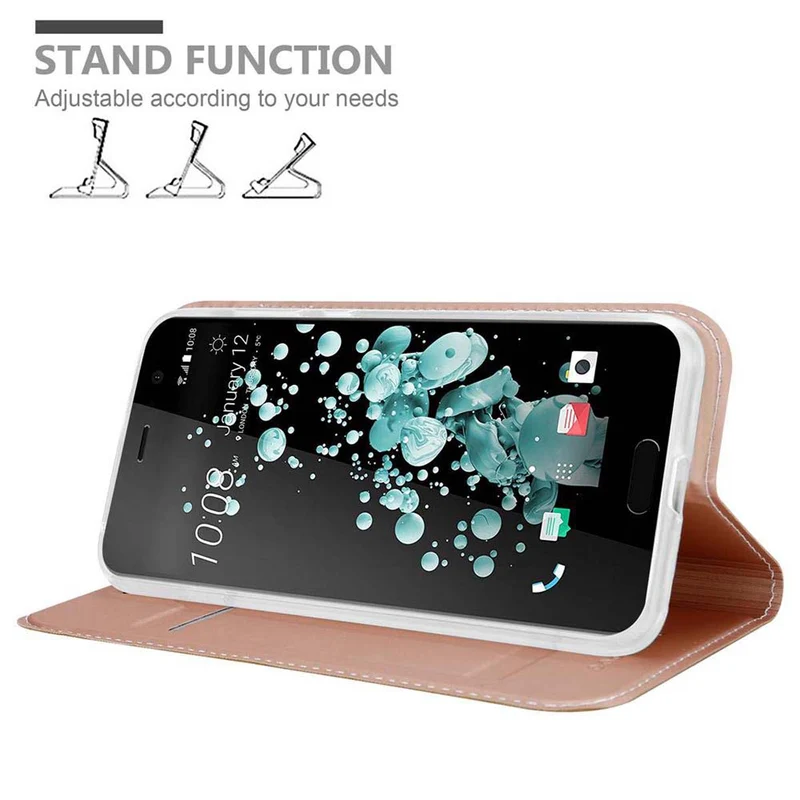 Cadorabo Hülle kompatibel mit HTC U PLAY Schutzhülle mit Magnetverschluss, Standfunktion und Kartenfach