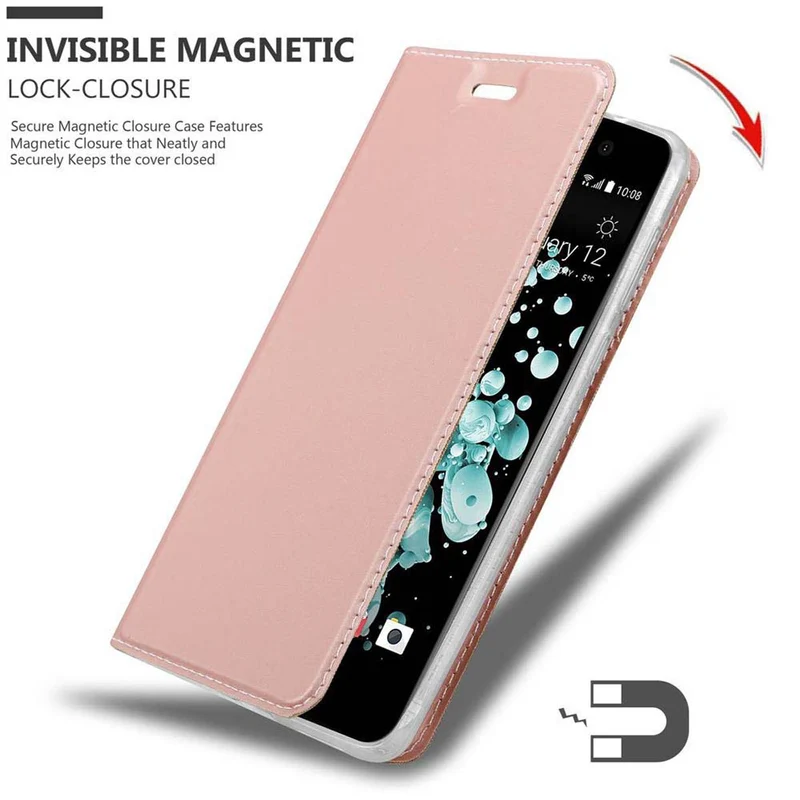 Cadorabo Hülle kompatibel mit HTC U PLAY Schutzhülle mit Magnetverschluss, Standfunktion und Kartenfach