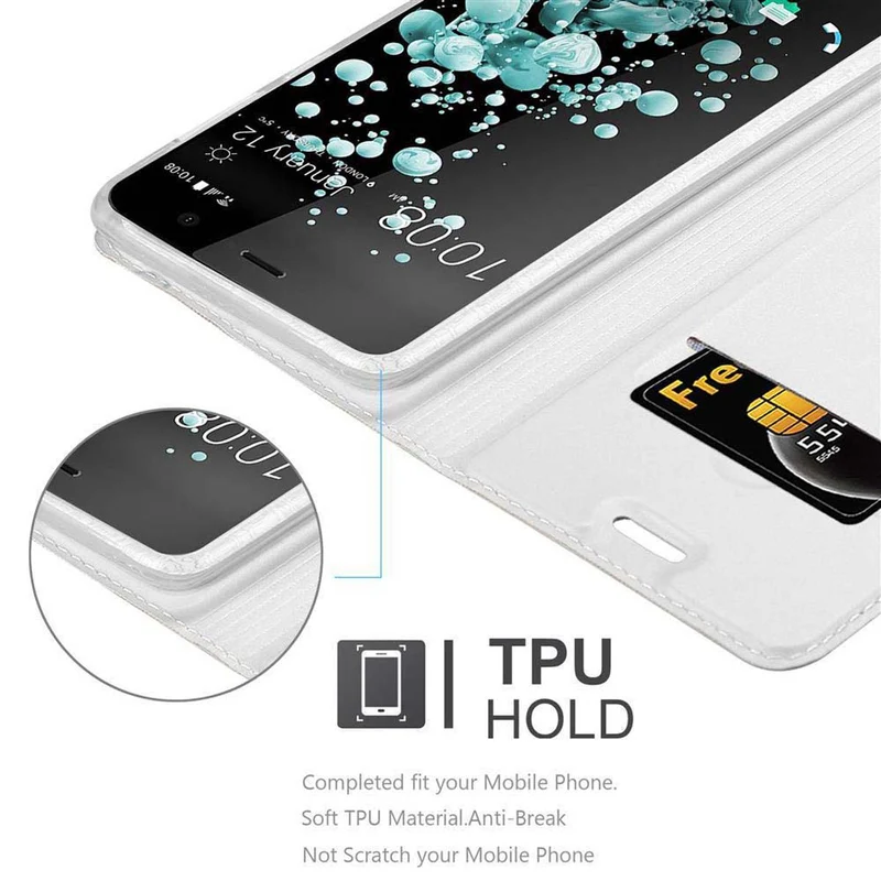 Cadorabo Hülle kompatibel mit HTC U PLAY Schutzhülle mit Magnetverschluss, Standfunktion und Kartenfach