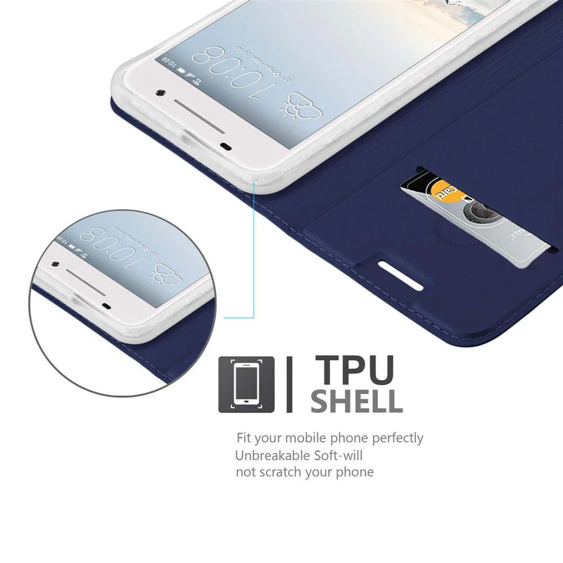 Cadorabo Hülle kompatibel mit HTC ONE A9 Schutzhülle mit Magnetverschluss, Standfunktion und Kartenfach