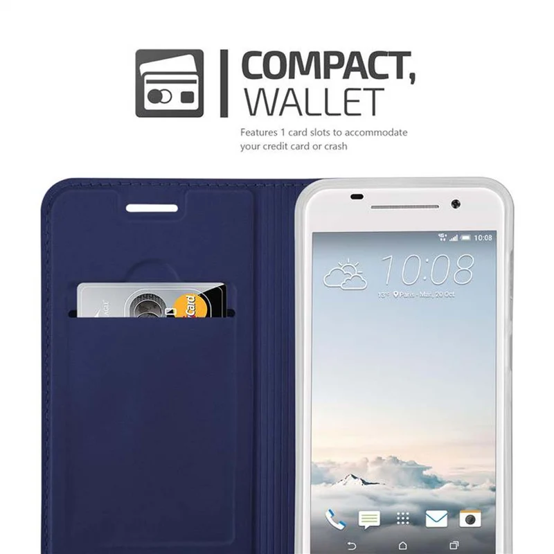 Cadorabo Hülle kompatibel mit HTC ONE A9 Schutzhülle mit Magnetverschluss, Standfunktion und Kartenfach