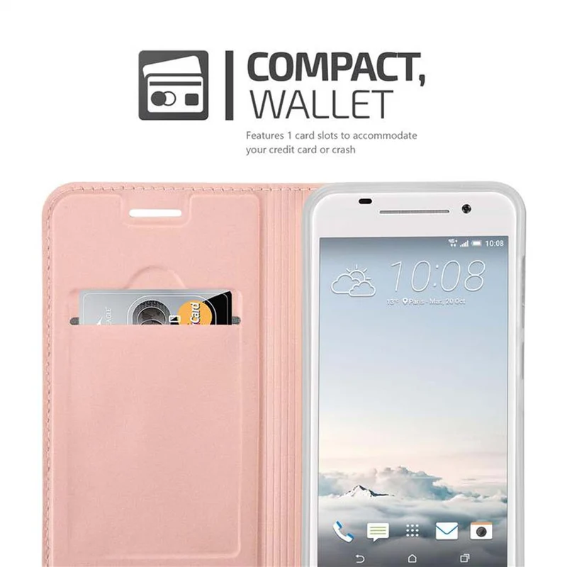 Cadorabo Hülle kompatibel mit HTC ONE A9 Schutzhülle mit Magnetverschluss, Standfunktion und Kartenfach