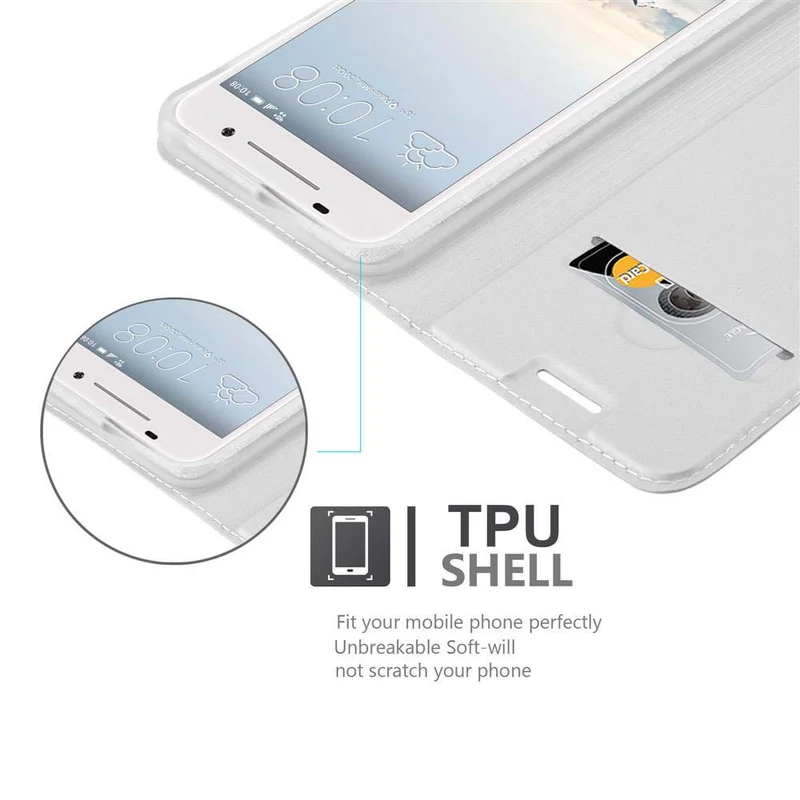 Cadorabo Hülle kompatibel mit HTC ONE A9 Schutzhülle mit Magnetverschluss, Standfunktion und Kartenfach