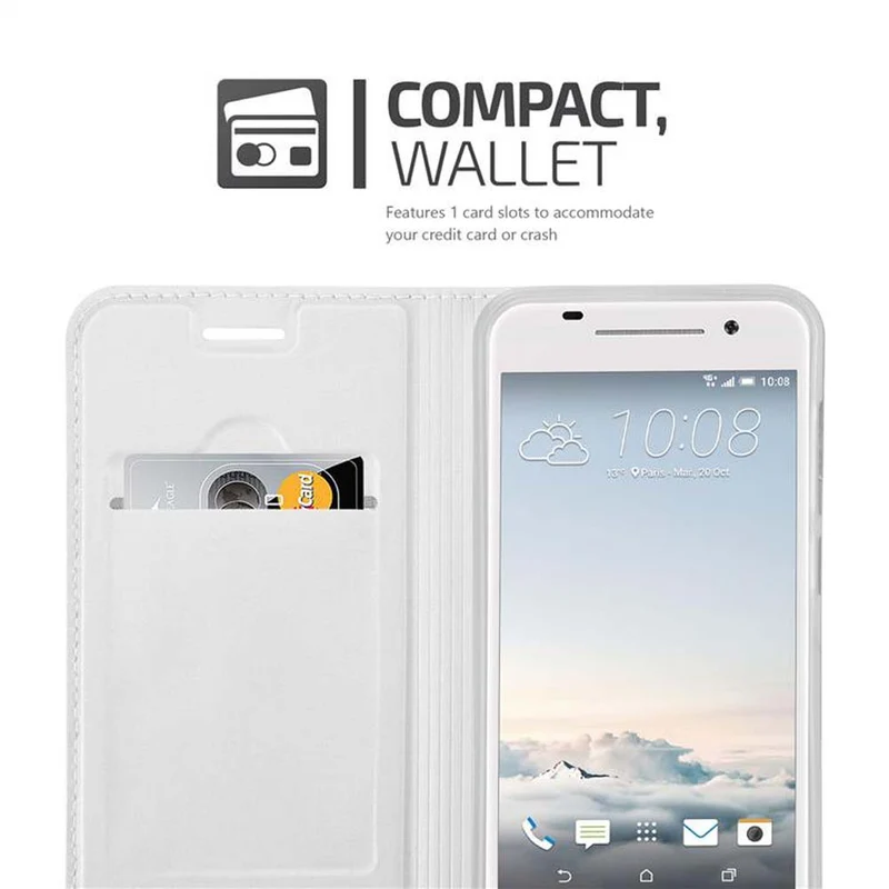 Cadorabo Hülle kompatibel mit HTC ONE A9 Schutzhülle mit Magnetverschluss, Standfunktion und Kartenfach