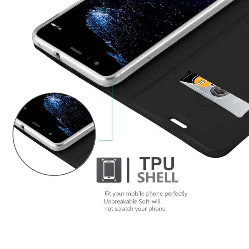 Cadorabo Hülle kompatibel mit Huawei P10 LITE Schutzhülle mit Magnetverschluss, Standfunktion und Kartenfach