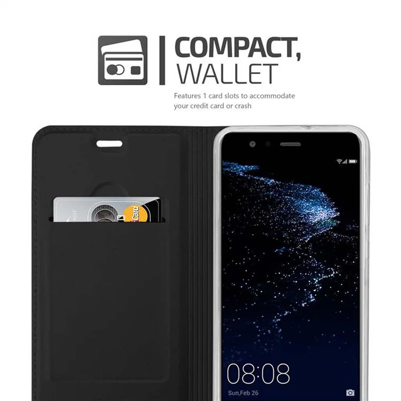 Cadorabo Hülle kompatibel mit Huawei P10 LITE Schutzhülle mit Magnetverschluss, Standfunktion und Kartenfach