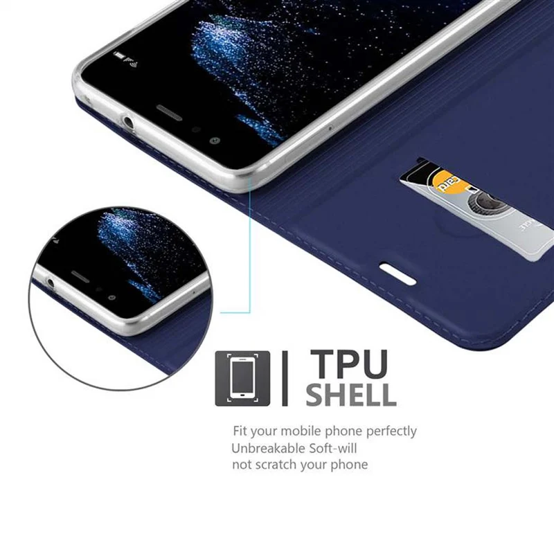 Cadorabo Hülle kompatibel mit Huawei P10 LITE Schutzhülle mit Magnetverschluss, Standfunktion und Kartenfach