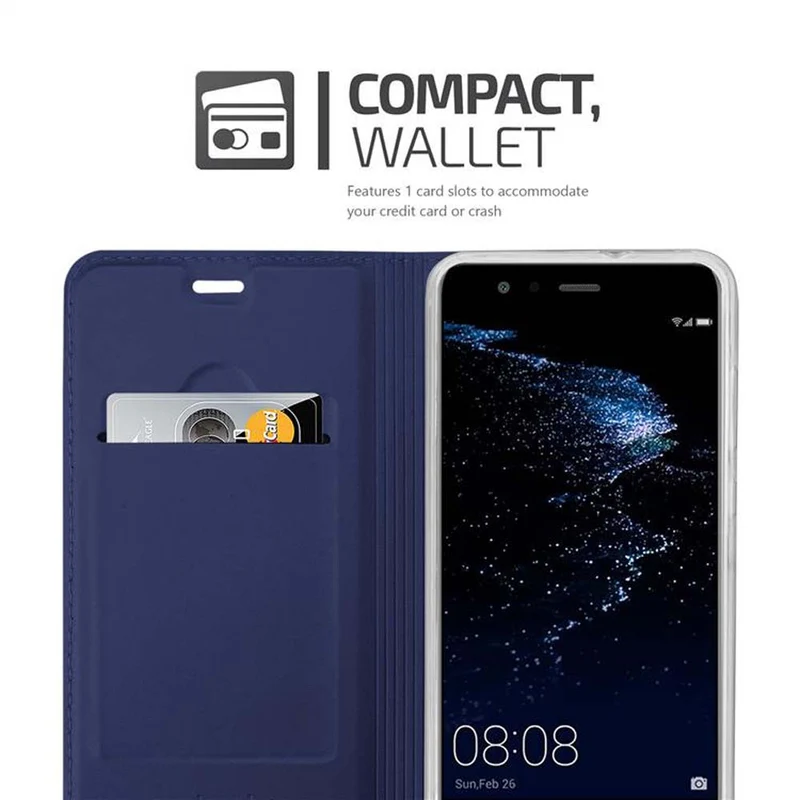 Cadorabo Hülle kompatibel mit Huawei P10 LITE Schutzhülle mit Magnetverschluss, Standfunktion und Kartenfach
