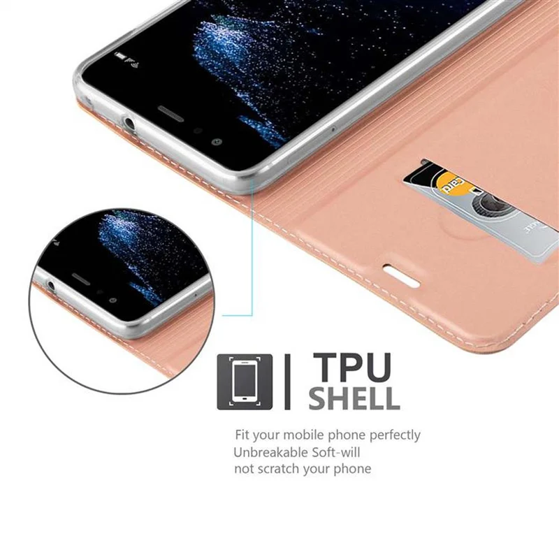 Cadorabo Hülle kompatibel mit Huawei P10 LITE Schutzhülle mit Magnetverschluss, Standfunktion und Kartenfach
