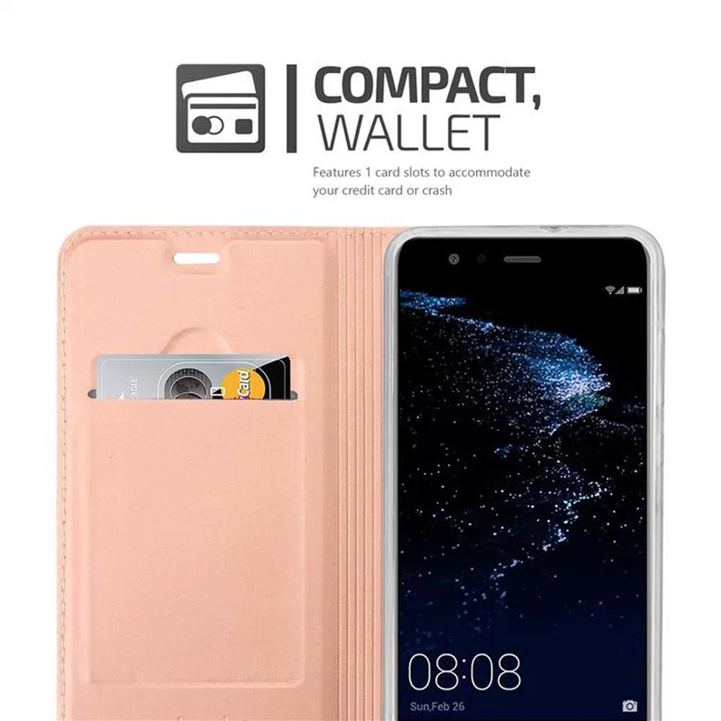Cadorabo Hülle kompatibel mit Huawei P10 LITE Schutzhülle mit Magnetverschluss, Standfunktion und Kartenfach