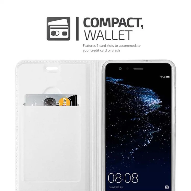 Cadorabo Hülle kompatibel mit Huawei P10 LITE Schutzhülle mit Magnetverschluss, Standfunktion und Kartenfach