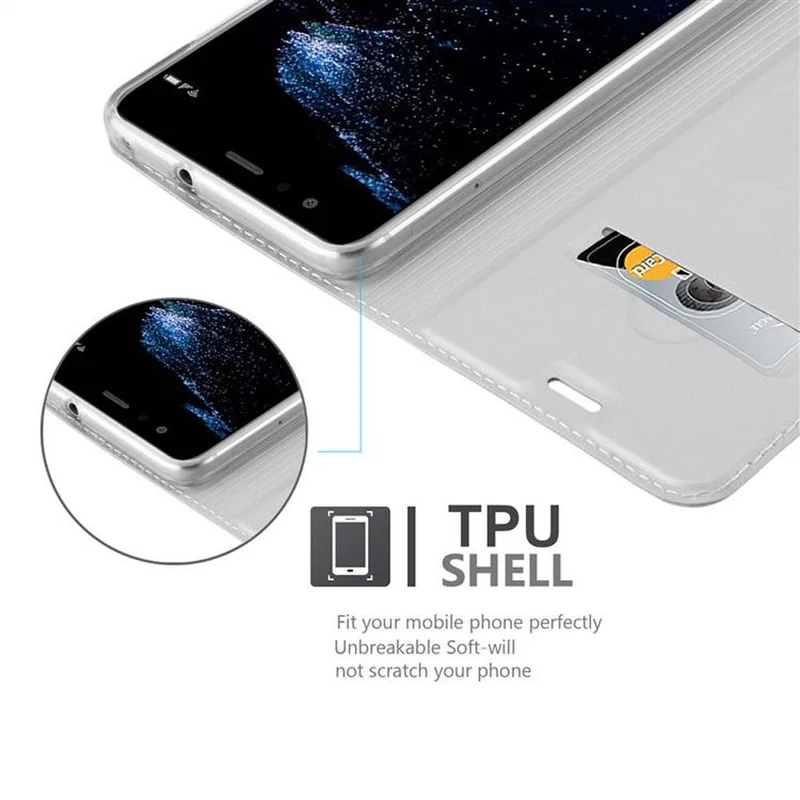 Cadorabo Hülle kompatibel mit Huawei P10 LITE Schutzhülle mit Magnetverschluss, Standfunktion und Kartenfach