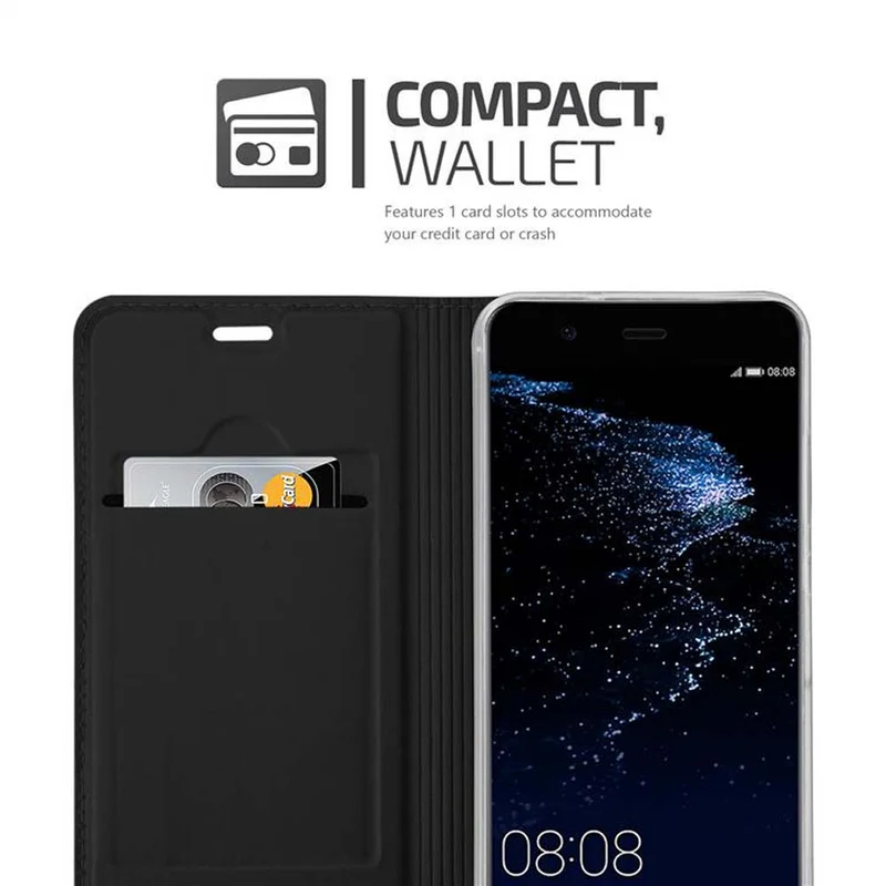 Cadorabo Hülle kompatibel mit Huawei P10 Schutzhülle mit Magnetverschluss, Standfunktion und Kartenfach