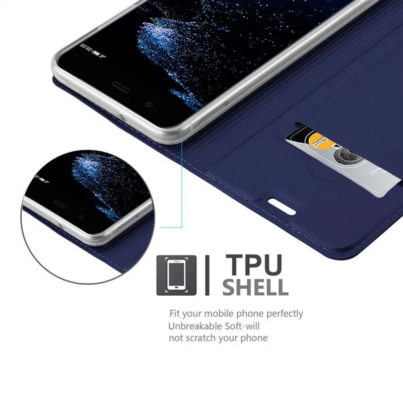 Cadorabo Hülle kompatibel mit Huawei P10 Schutzhülle mit Magnetverschluss, Standfunktion und Kartenfach