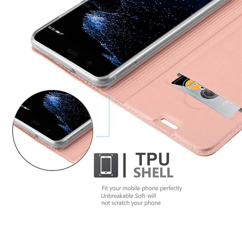 Cadorabo Hülle kompatibel mit Huawei P10 Schutzhülle mit Magnetverschluss, Standfunktion und Kartenfach