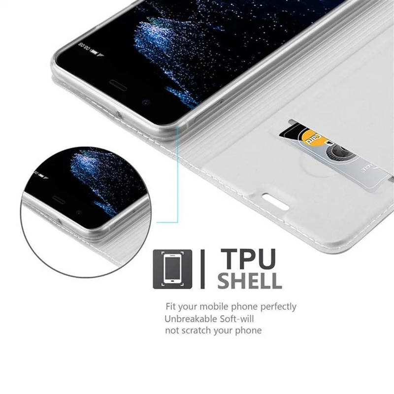 Cadorabo Hülle kompatibel mit Huawei P10 Schutzhülle mit Magnetverschluss, Standfunktion und Kartenfach