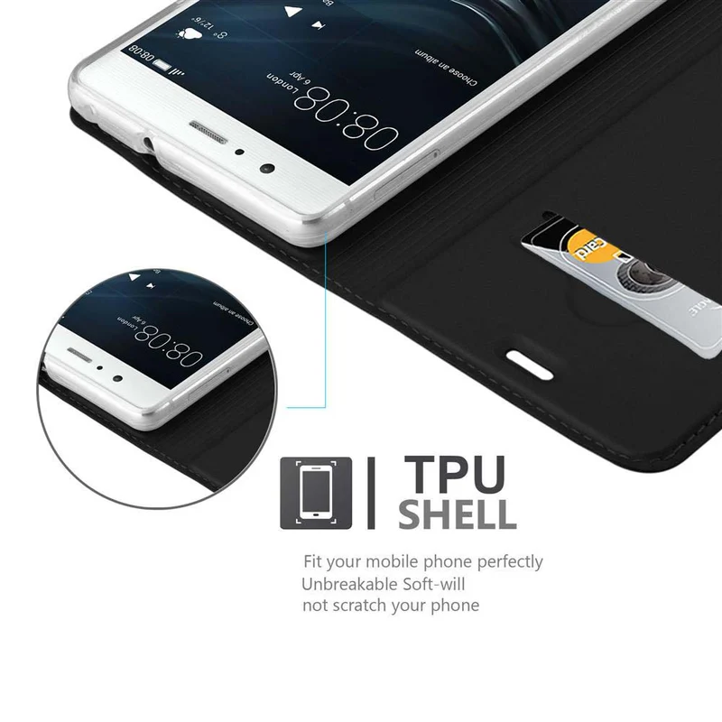 Cadorabo Hülle kompatibel mit Huawei P9 LITE 2016 / G9 LITE Schutzhülle mit Magnetverschluss, Standfunktion und Kartenfach