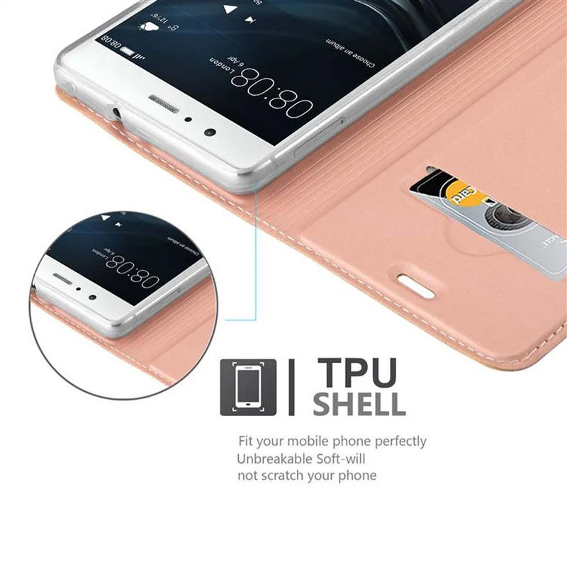 Cadorabo Hülle kompatibel mit Huawei P9 LITE 2016 / G9 LITE Schutzhülle mit Magnetverschluss, Standfunktion und Kartenfach