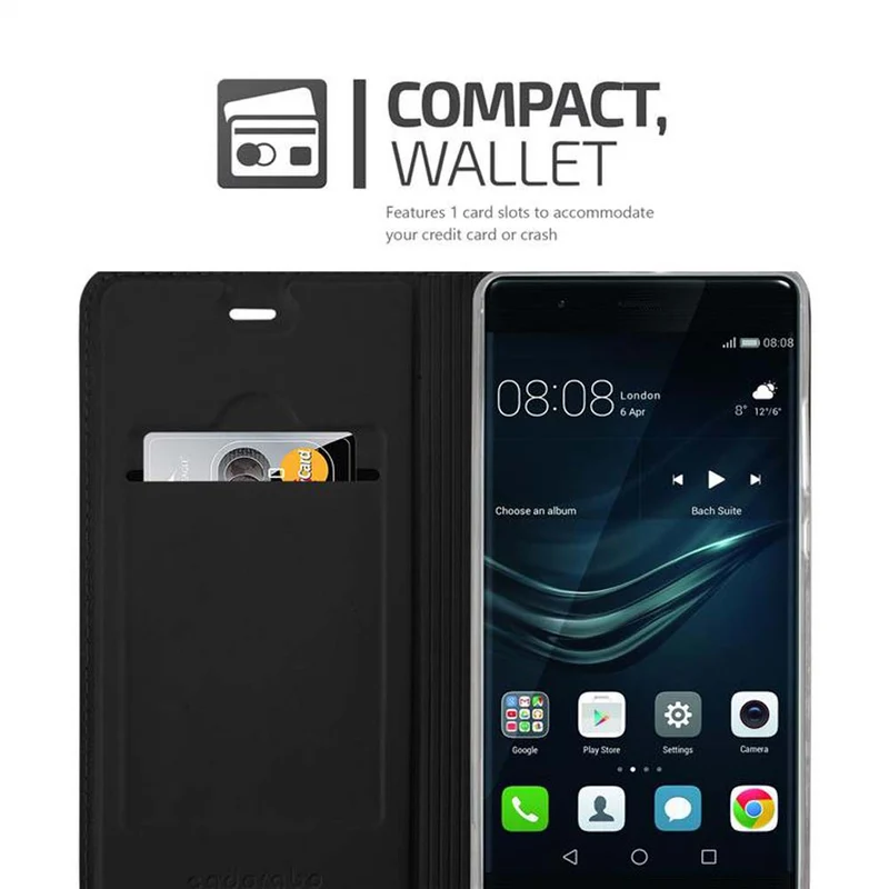Cadorabo Hülle kompatibel mit Huawei P9 Schutzhülle mit Magnetverschluss, Standfunktion und Kartenfach