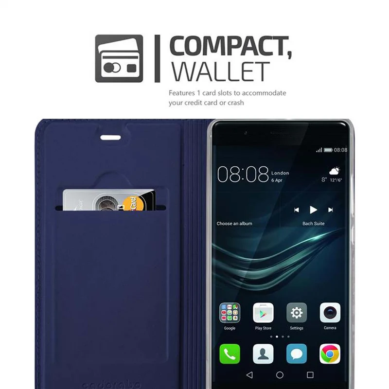 Cadorabo Hülle kompatibel mit Huawei P9 Schutzhülle mit Magnetverschluss, Standfunktion und Kartenfach