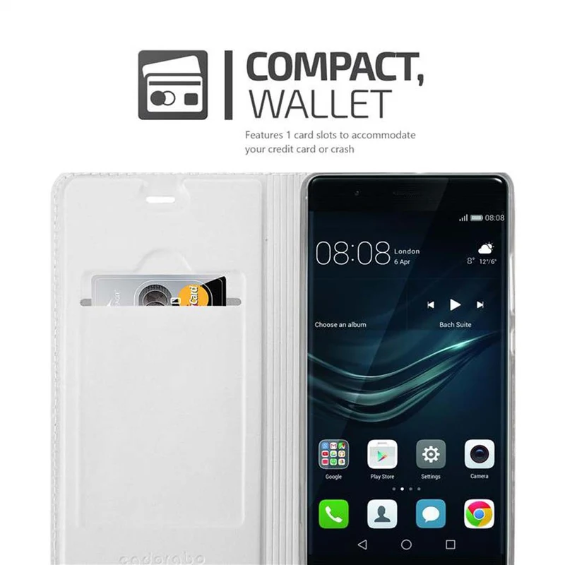 Cadorabo Hülle kompatibel mit Huawei P9 Schutzhülle mit Magnetverschluss, Standfunktion und Kartenfach