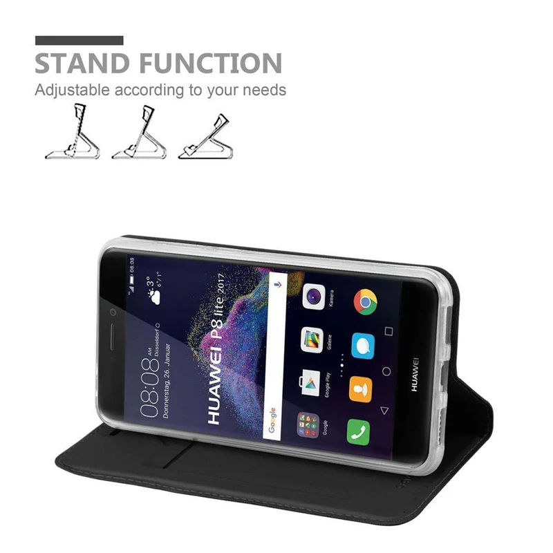 Cadorabo Hülle kompatibel mit Huawei P8 LITE 2017 / P9 LITE 2017 Schutzhülle mit Magnetverschluss, Standfunktion und Kartenfach