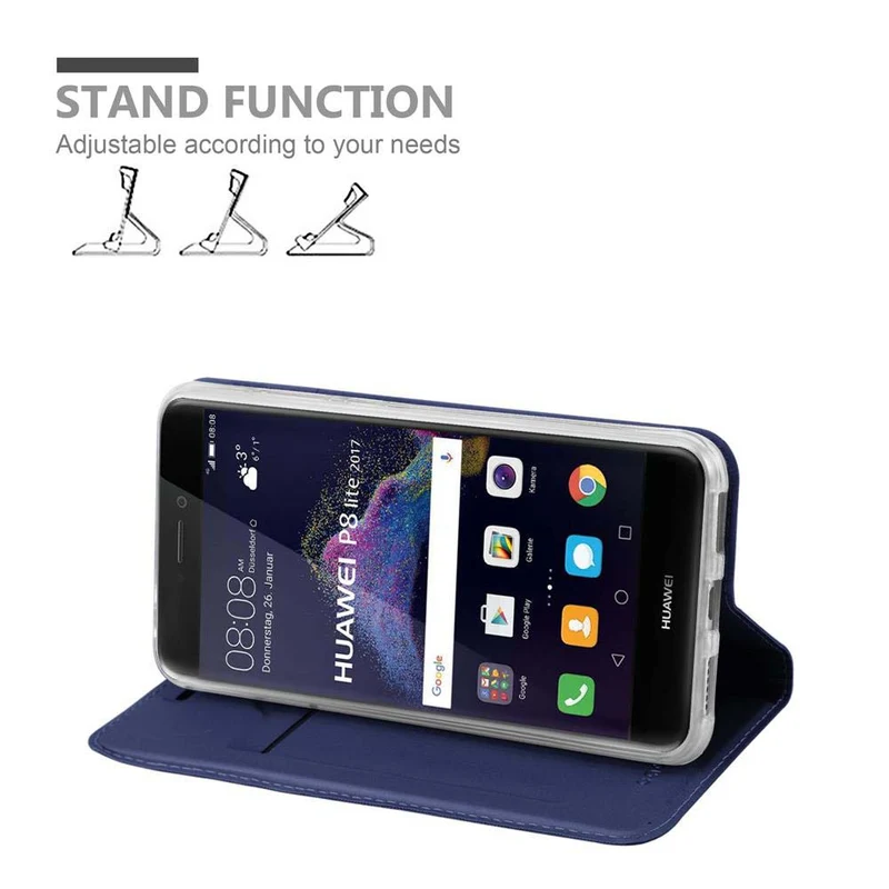 Cadorabo Hülle kompatibel mit Huawei P8 LITE 2017 / P9 LITE 2017 Schutzhülle mit Magnetverschluss, Standfunktion und Kartenfach