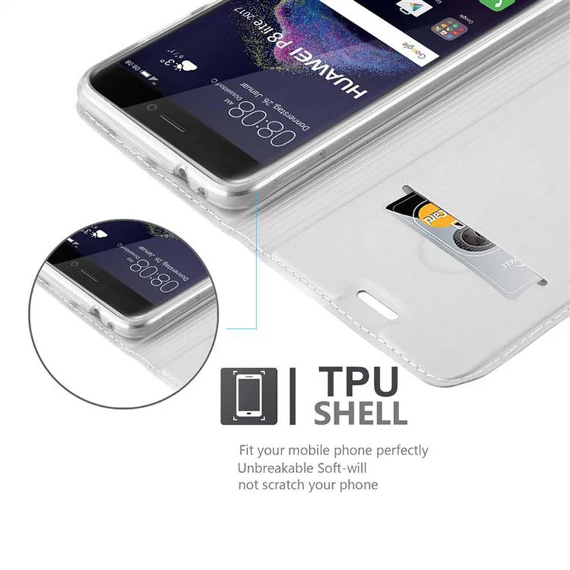 Cadorabo Hülle kompatibel mit Huawei P8 LITE 2017 / P9 LITE 2017 Schutzhülle mit Magnetverschluss, Standfunktion und Kartenfach