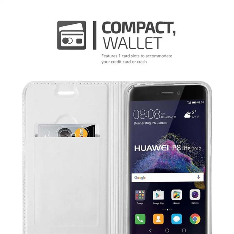 Cadorabo Hülle kompatibel mit Huawei P8 LITE 2017 / P9 LITE 2017 Schutzhülle mit Magnetverschluss, Standfunktion und Kartenfach