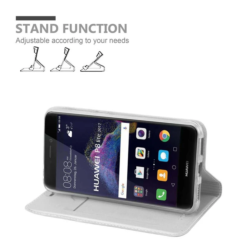 Cadorabo Hülle kompatibel mit Huawei P8 LITE 2017 / P9 LITE 2017 Schutzhülle mit Magnetverschluss, Standfunktion und Kartenfach
