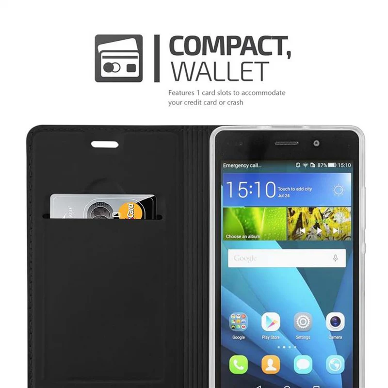 Cadorabo Hülle kompatibel mit Huawei P8 LITE 2015 Schutzhülle mit Magnetverschluss, Standfunktion und Kartenfach
