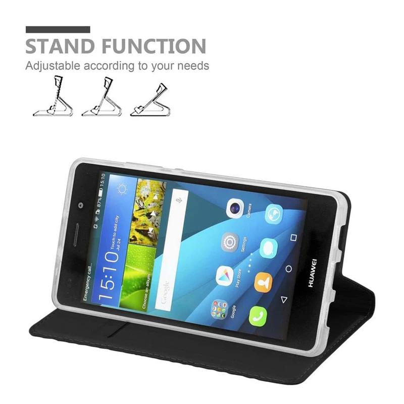 Cadorabo Hülle kompatibel mit Huawei P8 LITE 2015 Schutzhülle mit Magnetverschluss, Standfunktion und Kartenfach