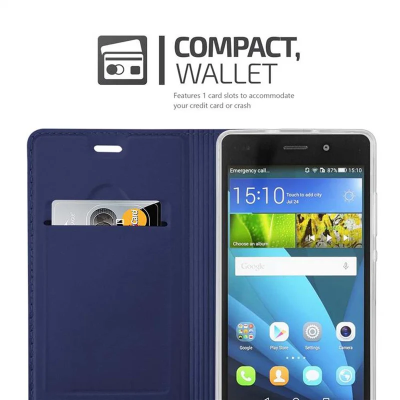 Cadorabo Hülle kompatibel mit Huawei P8 LITE 2015 Schutzhülle mit Magnetverschluss, Standfunktion und Kartenfach