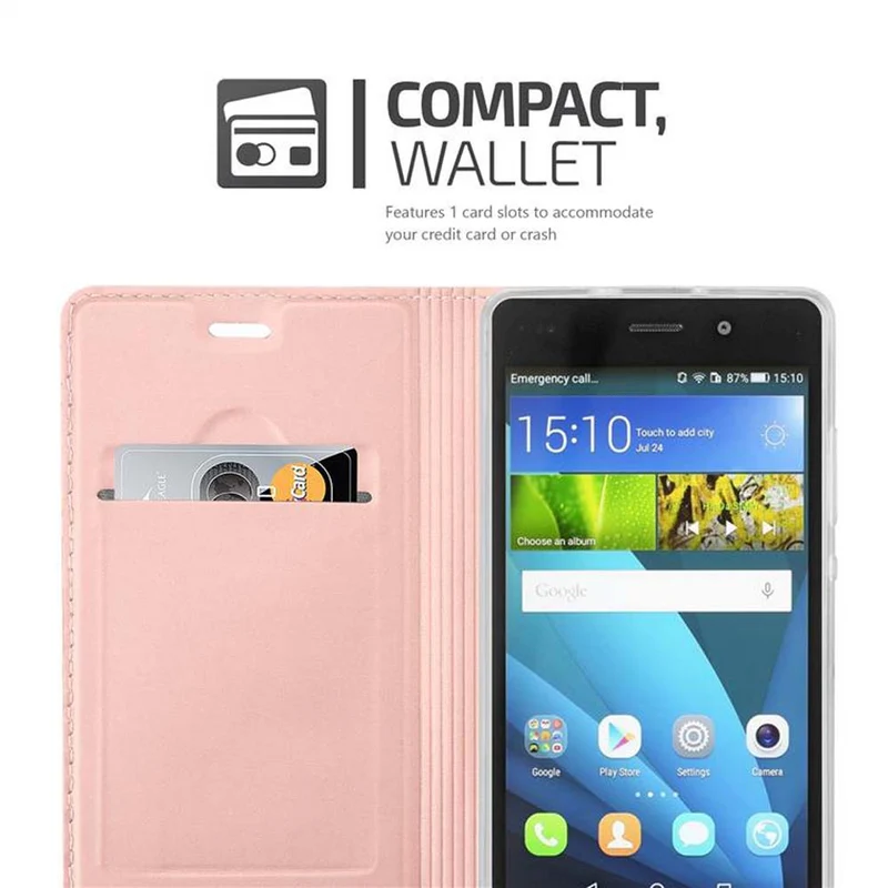 Cadorabo Hülle kompatibel mit Huawei P8 LITE 2015 Schutzhülle mit Magnetverschluss, Standfunktion und Kartenfach