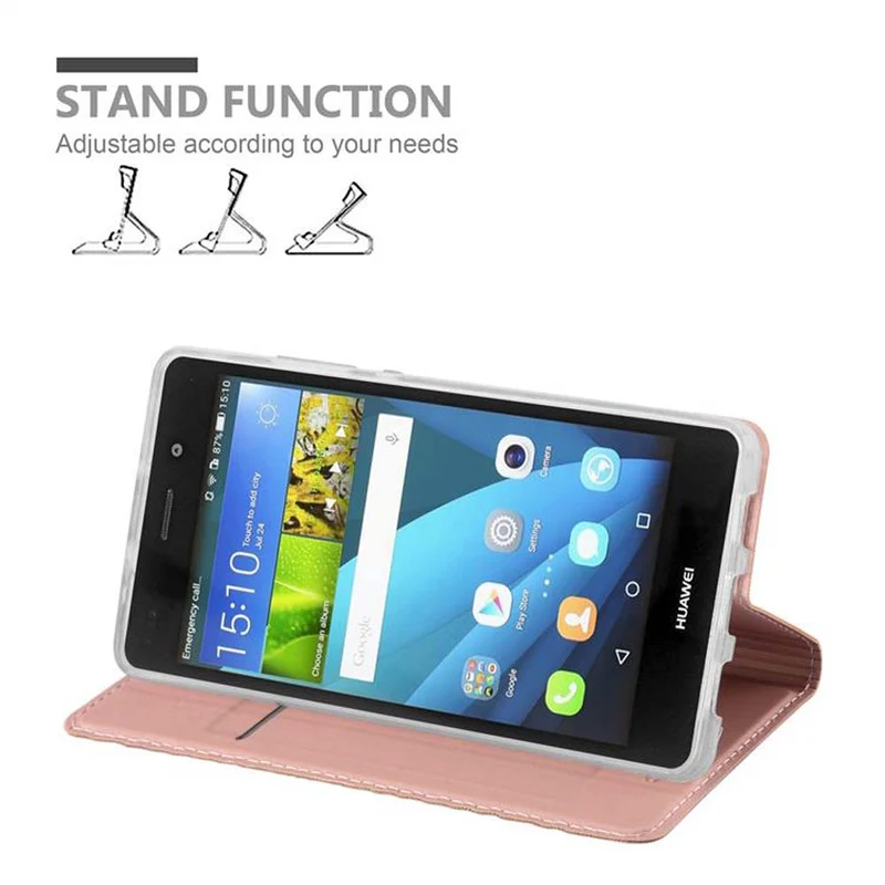 Cadorabo Hülle kompatibel mit Huawei P8 LITE 2015 Schutzhülle mit Magnetverschluss, Standfunktion und Kartenfach
