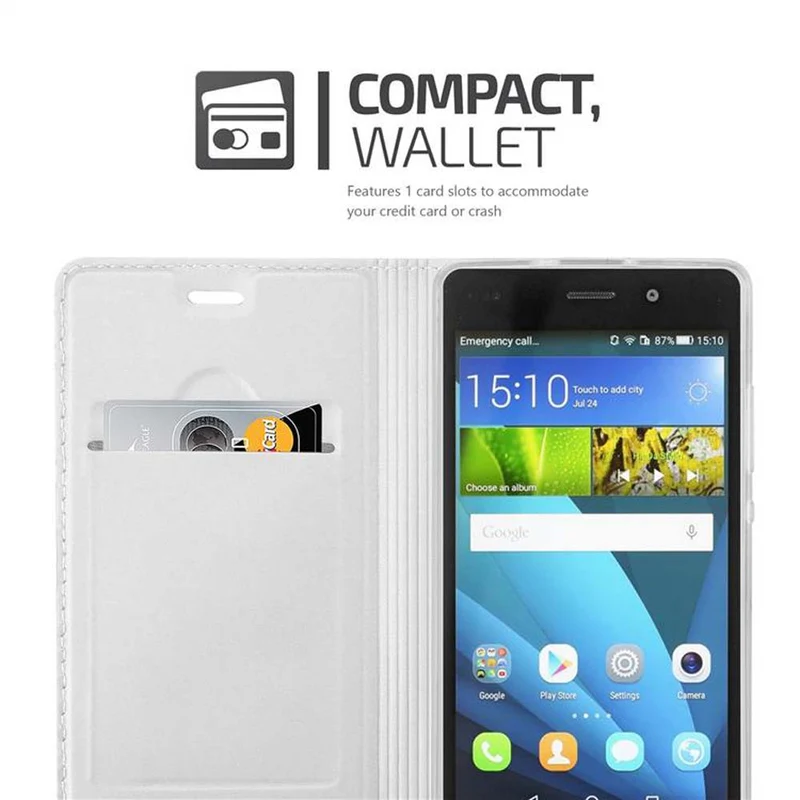 Cadorabo Hülle kompatibel mit Huawei P8 LITE 2015 Schutzhülle mit Magnetverschluss, Standfunktion und Kartenfach
